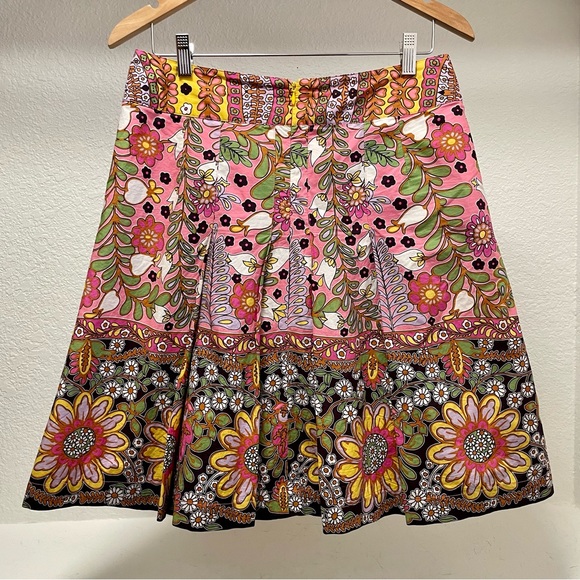 Cabi Ashbury 💐 Festive Floral Pleated Cotton Skirt With Pockets Style 933 Sz 4 - Picture 3 of 6